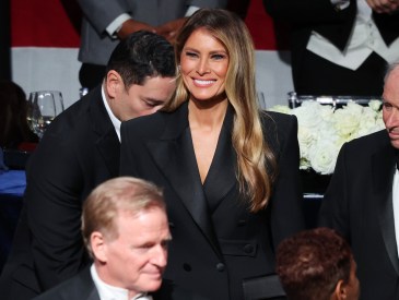 Melania Trump stands during the annual Alfred E. Smith Foundation Dinner at the New York Hilton Midtown on October 17, 2024 in New York City. Republican presidential nominee, former U.S. President Donald Trump was scheduled to speak with comedian Jim Gaffigan as the Master of Ceremonies at the 79th Annual Alfred E. Smith Memorial Foundation Dinner.