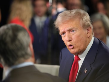 Sean Hannity and President Donald Trump at "The ABC News Presidential Debate: Race for the White House" held at the National Constitution Center on September 10, 2024 in Philadelphia, Pennsylvania.  (Photo by Bryan Dozier/Variety via Getty Images)